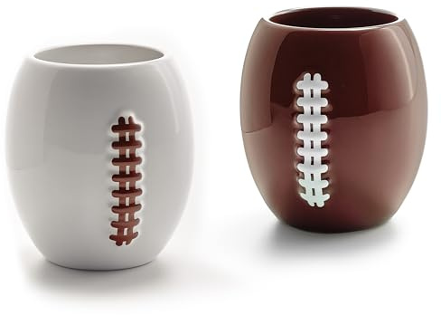 40YARDS Tazza da football americano da caffè (330 ml) in ceramica con cuciture rialzate per cappuccino, bianco piatto, americano, tè e molto altro ancora
