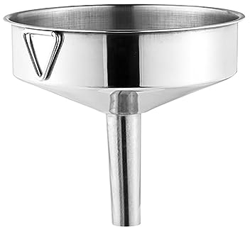 Embudo de cocina de acero inoxidable, embudos de cocina de metal multiusos para llenar botellas, transferir líquido, aceite, zumo, leche, polvo, grano, tamaño 8-30cm ( Color : Silver , Size : 30*21.5c