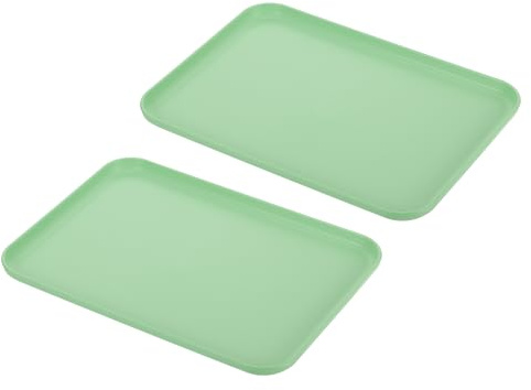 PATIKIL 2 Stücke Mitte Serviertablett, 30.5cm x 22cm Kunststofftablett PP Fast Food-Tablett Wiederverwendbar Rechteckig Tabletts Servierplatte für Küche Esszimmer, Grün