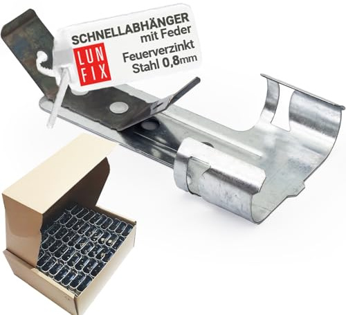 Schnellabhänger 60/27 0,8 mm 100 Stk Stahl Feuerverzinkt Feder | Deckenprofile CD, Höhenverstellbar, Trockenbau, Deckenabhänger, Ankerabhänger