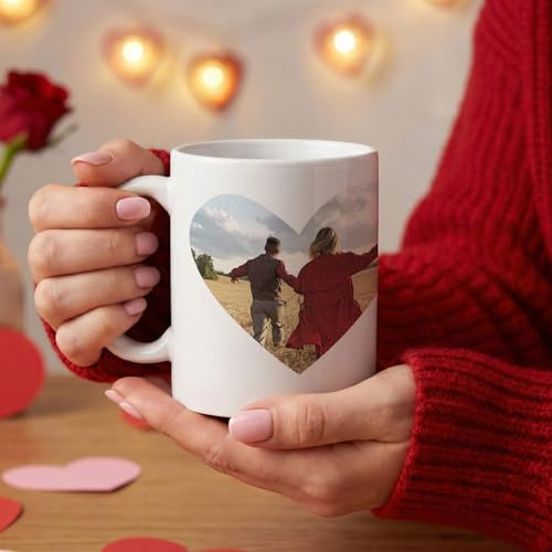 Wanapix | Mug Personnalisé avec Photo et Texte | Idee Cadeau Original Couple | pour Hommes et Femmes | Cadeaux Saint-Valentin | 325ml | Photo