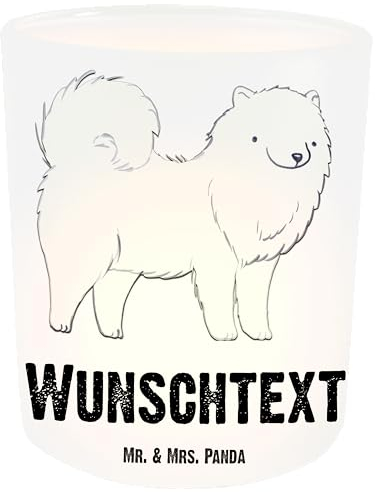 Mr. & Mrs. Panda Personalisiertes Windlicht Samojede Lebensretter - Personalisierte Geschenke, Rassehund, Teelichthalter mit Namen, Teelichthalter