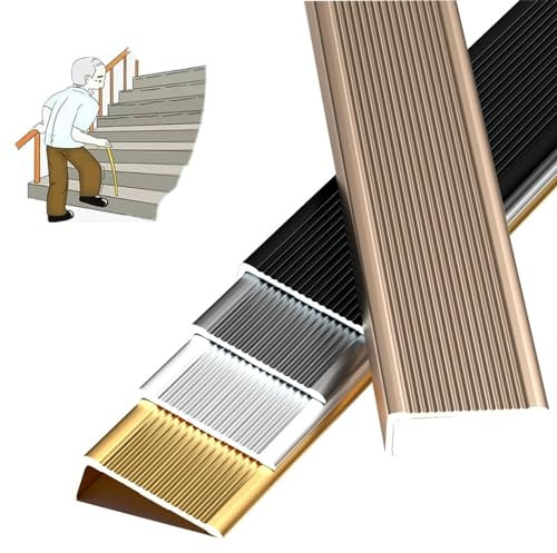 HJXGQJM Stufenkantenprofile Aluwinkel Bodenleisten rutschfest, Treppen-Winkelprofil Mit Rillen, Treppenkantenprofil, for Innenschritt Im Freien Fliesen Holz Metall(Color:Purple-Gold,Size:3x2cm)