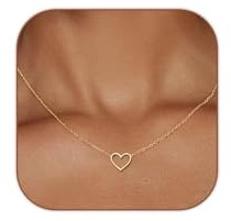 HERIER Heart Necklace for women 14k Gold Plated Cute Necklaces Trendy Open Heart Choker Necklace Dainty Gold Necklace Simple Gold Jewelry for Women