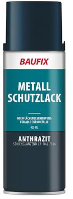 BAUFIX Sprüh und Effektlack, Metall Schutzlack Spray anthrazitgrau, seidenglänzend, 400 ml, DIY Lack, Dekorieren von Glas Metall und Holz