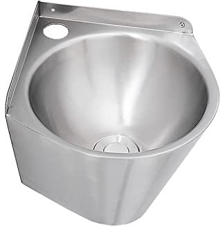 Waschbecken Rundes Spülbecken aus Edelstahl, an der Wand montiertes Eckwaschbecken fürs Badezimmer, Einzelspülbecken for Wohnmobile, Küchenspüle for Camper, Einzelspülbecken (ohne Wasserhahn) Aufsatzw
