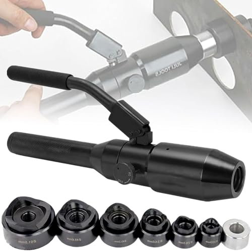 PunzóN Sacabocados HidráUlico, Kit De Herramientas De Controlador De Sacabocados HidráUlicos, Con 6 Punzones Sacabocados Para Instalar La Maquinaria De LáMpara De SeñAl,Black