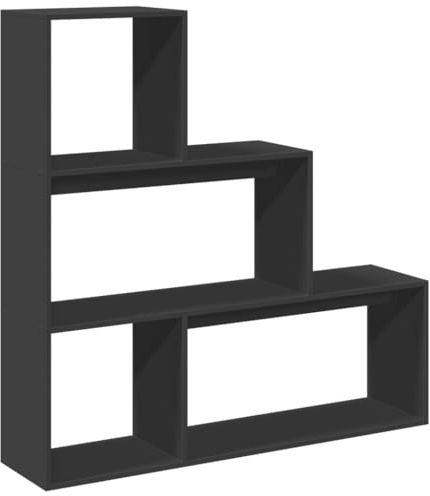 vidaXL Raumteiler-Bücherregal 3 Stufen Schwarz 123x29x123 cm