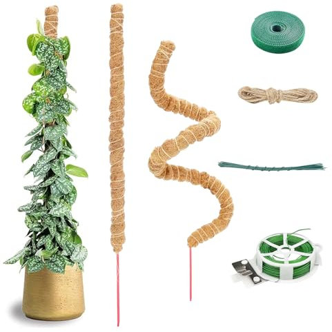 Chiluxendo 2 Stück 60cm Biegbare Moosstab für Monstera Rankhilfe, Pflanzenstab Erweiterbar, Pflanzstab Monstera Stab, Moss Pole, Rankstab Monstera Halterung, Kletterhilfe Pflanzen Zimmerpflanzen