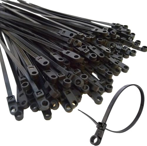 Bridas de cremallera de 14.5 pulgadas con agujero para tornillo, paquete de 100 bridas largas con agujero de montaje de tornillo, bridas de plástico para montaje