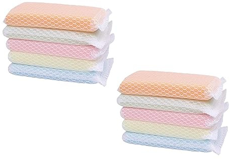 Hoement 10pcs Sponge Scrubbing Pads, Non Scratch, Soft, Highly Absorbent Dish Washing Cloths for Kitchen, Office and Garage Cleaning Random Color