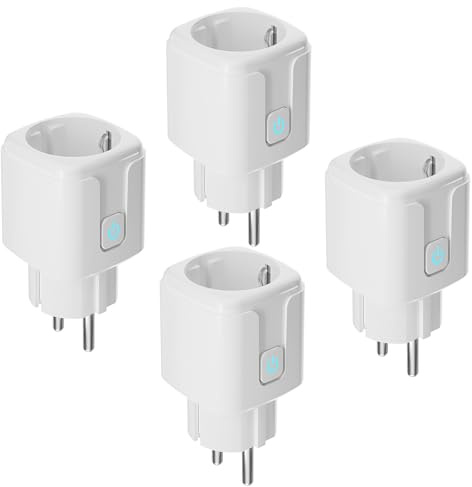 Prise Connectée WiFi Prise Alexa avec Mesure du Courant, Compatible avec Alexa et Google Home, Commande via L'application Smart Life, Prise WiFi 16A 2,4GHz (4 Pièces)
