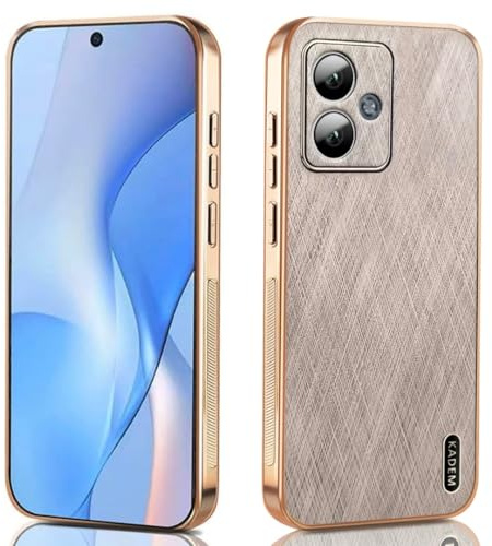 JNERBUYI Teléfono Funda for Motorola Moto G14, Carcasa Prueba Golpes Piel Seda, Antiarañazos Carcasa Inferior Galvanizada Antideslizante. Dorado