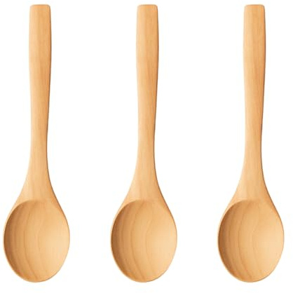 3 Stück Holzlöffel klein 13x3cm - Natur Holz Kochlöffel Set für Kinder, umweltfreundliches Holz Besteck für Suppe, Kaffee, Honig, küchenutensilien