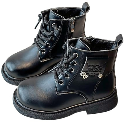 Botines de equitación para niños, forrados, cálidos, para invierno, cálidos, para invierno, botines para exteriores, botines tirolés, botines monocromáticos, Negro , 29 EU
