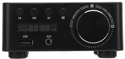 Jiawu Amplificatore Digitale Stereo con Potenza di Uscita 80 W X 2 per la Casa, Riproduzione Diretta Tramite Scheda di Memoria USB per gli Amanti della Musica