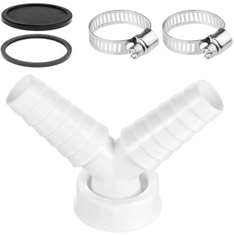 Lavadora doble conexión, adaptador en Y, adaptador de desagüe doble, conexión universal, desagüe con abrazadera de manguera