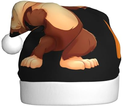 XBKGOHA Little monkey swinging a sledgehammer Printing Christmas Hat for Adult quality accessory soft, lightweight, and fluffy