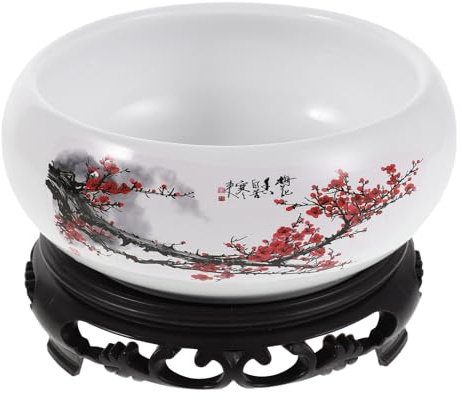 Toyvian Pot de Fleurs Hydroponique en Céramique avec Soucoupe Pot Large 16-17 CM de Lotus pour Plantes Succulentes et Orchidées Vase Décoratif Zen pour Intérieur et Jardin
