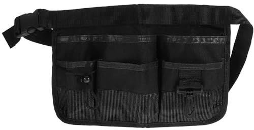 Uonlytech Professional Cleaning Apron with 6 Pockets and Adjustable Waist Belt, Waterproof Utility Tool Pouch for Work and Gardening, Black Waist Tool Organizer for Women and Men