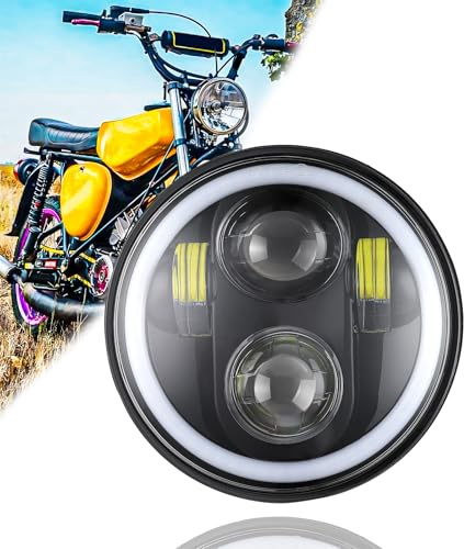 DREAMIZER 5,75 LED Motorradscheinwerfer kompatibel mit Simson S51 S70 S50 S50B Tuning, 12V Motorrad Rundscheinwerfer mit Tagfahrlicht, Fern und Abblendlicht, 7500K, IP67 wasserdicht, Plug & Play