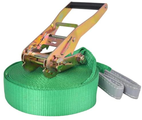 Ziaphsol Slackline 15 m x 50 mm aus Polyester grün, Belastbarkeit bis 150 kg, Balancetrainer für Park, Garten und Training von Gleichgewicht, Rumpf und Körperstabilität