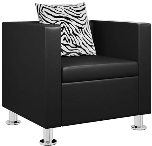 vidaXL Poltrona cubo in pelle nera poltrona divanetto design moderno quadrata