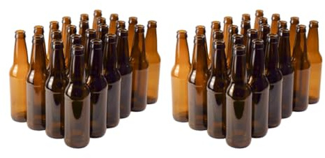 FastRack Amber Beer Bottles 12oz (Pack of 48) | Longneck Glass Beer Bottles with Pry-off Crown Finish for Home Brewing Mead, Cider & Kombucha | Durable Brewing Bottle & Bottling Kit