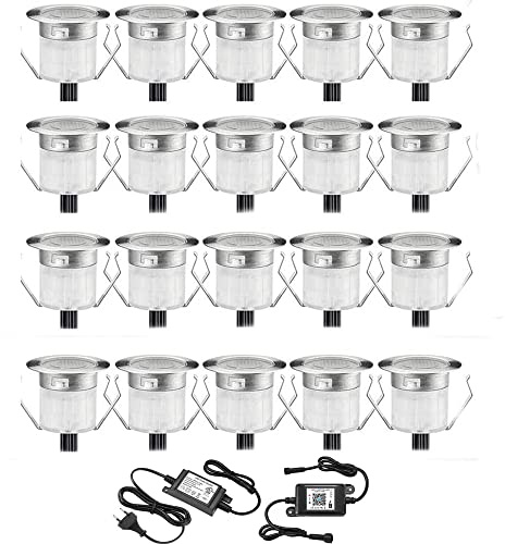20er WIFI Dimmbar LED Bodeneinbauleuchten Einbaustrahler Bodenleuchte Arbeitet mit Alexa,WiFi Wireless Smart Phone, Ø31mm 0.6W IP67 Wasserdicht LED Bodenstrahler Bodeneinbaustrahler