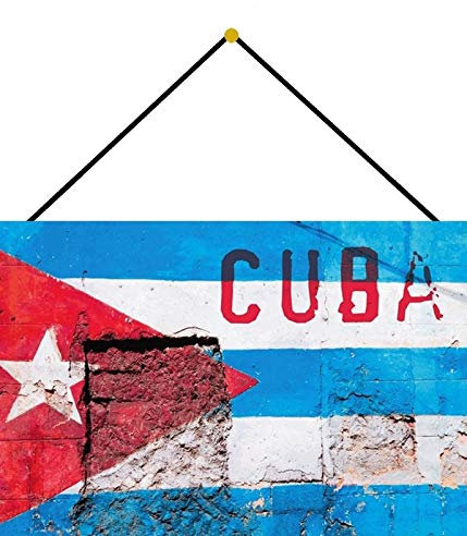 generisch Blechschild 20x30cm gewölbt mit Kordel Cuba Kuba Havana Flagge Hauswand Deko Geschenk Schild