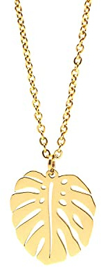 Nuoli® Blatt Kette Damen (45 + 5cm verstellbar) Hochwertige Halskette mit Monstera Schmuck Anhänger für Frauen & Mädchen, aus Edelstahl