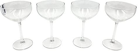 240ml - Set of 4 Espresso Martini Cocktail Glasses - Crystal Clear Coupe Glass Saucer - Hand Blown Stem Glasses - Perfect for Every Celebration