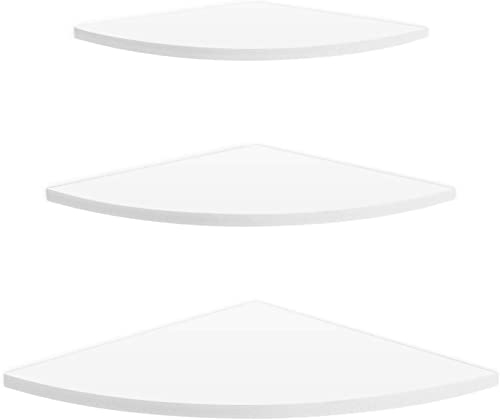 Tyenaza Eckregal Hängend Weiß, Eckwandregal Wand Schwebende Eckregale zur Wandmontage, 3er Set Eck-Wandregale Schwebende Eckregale für Wohnzimmer, Schlafzimmer, Bad, Massivholz rustikal