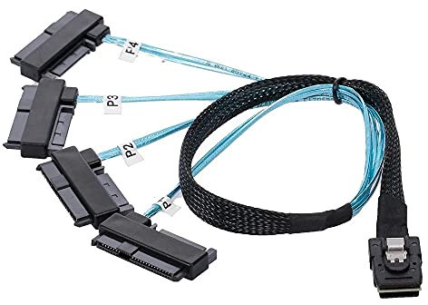 xiwai Host mini-SAS SFF-8087 interno 36 pin su 4 dischi rigidi SAS target SFF-8482 e cavo di alimentazione SATA da 100 cm