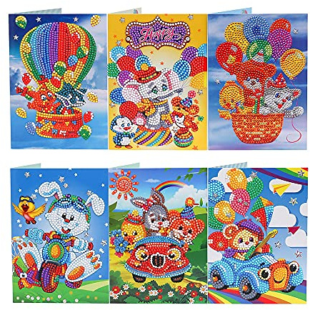 6 Stücke Geburtstag Diamond Painting Set Geburtstag Karten 5D DIY Diamant Painting Malerei Geschenkkarte Handgefertigte Grußkarten Geburtstag Strass Handwerk Grußkarte Für Geburtstag Festival