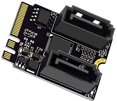 NFHK NGFF Key A+E PCI Express auf SATA 3.0 6Gbps Dual Ports Adapter Konverter Festplattenverlängerungskarte JMB582 2230