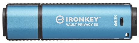 Kingston IronKey Vault Privacy 50 FIPS 197-zertifizierter und mit XTS-AES 256-Bit verschlüsselter USB-Stick für mehr Datenschutz - IKVP50/64GB