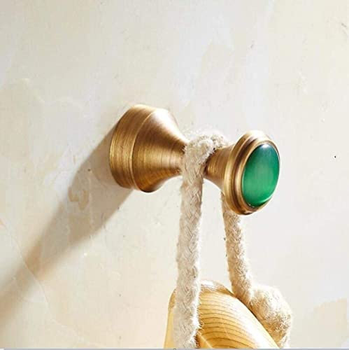 Selbstklebende Haken, Retro-Haken, Bademantelhaken, Antik-Kleiderhaken, Kupfer mit Jade, Kleiderhaken, Wandhaken, Antik-Messing-Stil, Einzel-Kleiderbügel, Handtuchhaken, Badezimmer-Accessoires, Schwar
