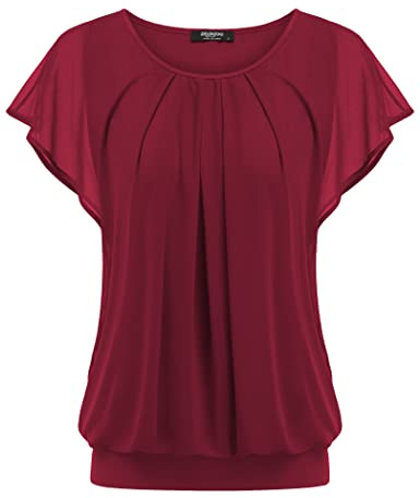 Zeagoo Camicia Donna Elegante PipistrelloTop Tunica Casual Maniche Corte Chiffon Blusa Estiva Floreale Unita T-Shirt