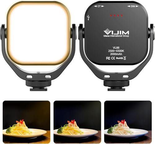 ULANZI VL66 Lampes vidéo LED – Lumière LED pour Appareil Photo Portable, éclairage de Photographie avec Griffe, 2000 mAh Rechargeable IRC 95+ 2500–6500 K à intensité Variable