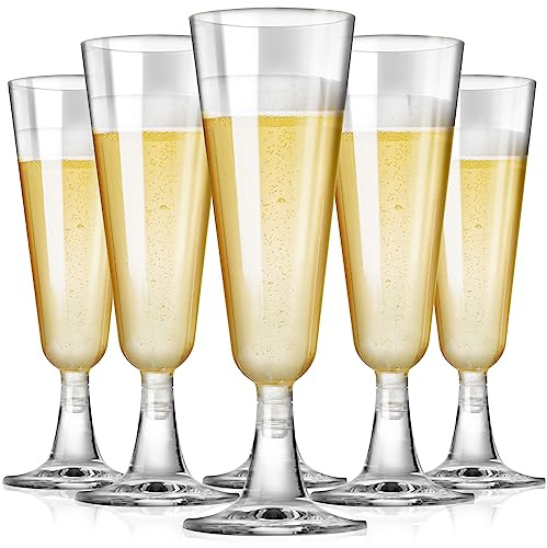 SUREHOME Plastic Champagne Flutes Plastic Champagne Glasses Disposable Mimosa Glasses Bulk 100 Pack Clear Wedding Toasting Cups Unbreakable Crystal Stemware for Bar Baby Shower Birthday Party Supplies