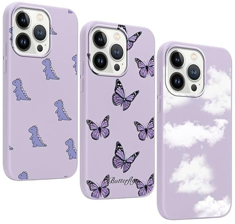 Yoedge Mobilskal för iPhone 11 Pro Max på 6,5 tum, för kvinnor och flickor, snyggt, tunt, mjukt, flexibelt, stötsäkert skyddsskal av silikon/TPU, 3-pack, fjärilsmönster