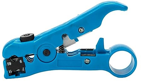 Veemoon Multifunktionaler Kabelabisolierer Blau Professionelle Abisolierzange Für Koaxial Und Netzwerkkabel Einstellbare Klingentiefe Für Utp Stp Hochfester Stahl Und Langlebige