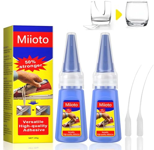Miioto Sekunden Kleber, Starker Kleber, Schuhsohlenkleber, Kunststoffkleber, Transparent und Wasserfest, Schuhkleber für Keramik, Glas, Metall, Leder -2 * 20g
