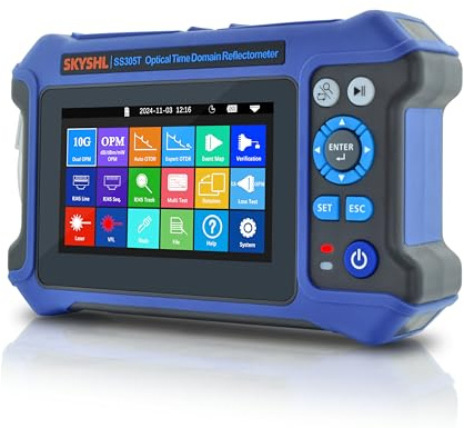 SKYSHL 1310nm/28dB+1550nm/26dB SM Fibra OTDR Tester con OPM+10G OPM+OLS+VFL+Mappa degli Eventi+Tester di perdita+Test Multifibre+Test RJ45 con APC&UPC SC+FC+ST+LC-SS305T-2A1