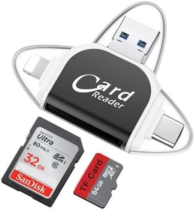 Lector de tarjetas SD TF universal multipuerto 4 en 1, lector de tarjetas de memoria USB C, SD TF, adaptador multipuerto USB C, adaptador de cámara tipo C 4 en 1, lector de tarjetas de memoria de