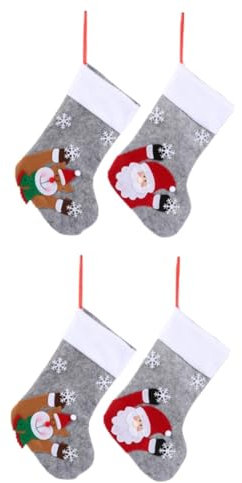 Zerodeko 4 Piezas Calcetín navideño resplandeciente Colgantes navideños Christmas Lights Decoración navideña Colgantes del árbol de Navidad Medias Colgante de Chimenea de Navidad Luminoso