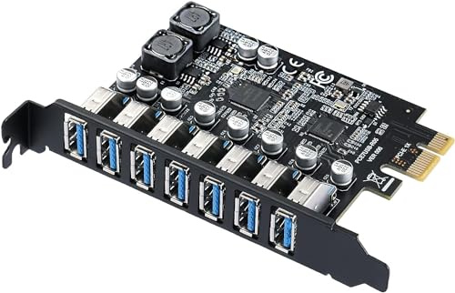 YABOANG 7 Ports PCIe USB 3.0 5Gbps PCI e zu 3.0 Erweiterungskarte | Windows 11/10/8/7/Vista/XP