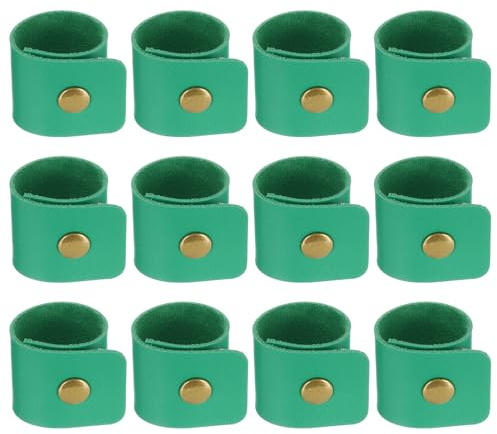 PATIKIL Serviettenringe, 12 Stück Leder Serviettenringe rustikale Halterung für Tischdekoration Thanksgiving Bauernhaus Hochzeit Herbst Bankette Abendessen Party Ornamente Klassisch, Grün
