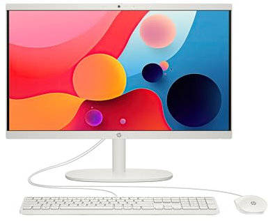 HP All-in-One 22-dg0038ns - Ordenador de 21.5 (Intel N100, 8GB RAM, 256GB SSD, Intel UHD Graphics, FreeDos) - White - Teclado QWERTY Español